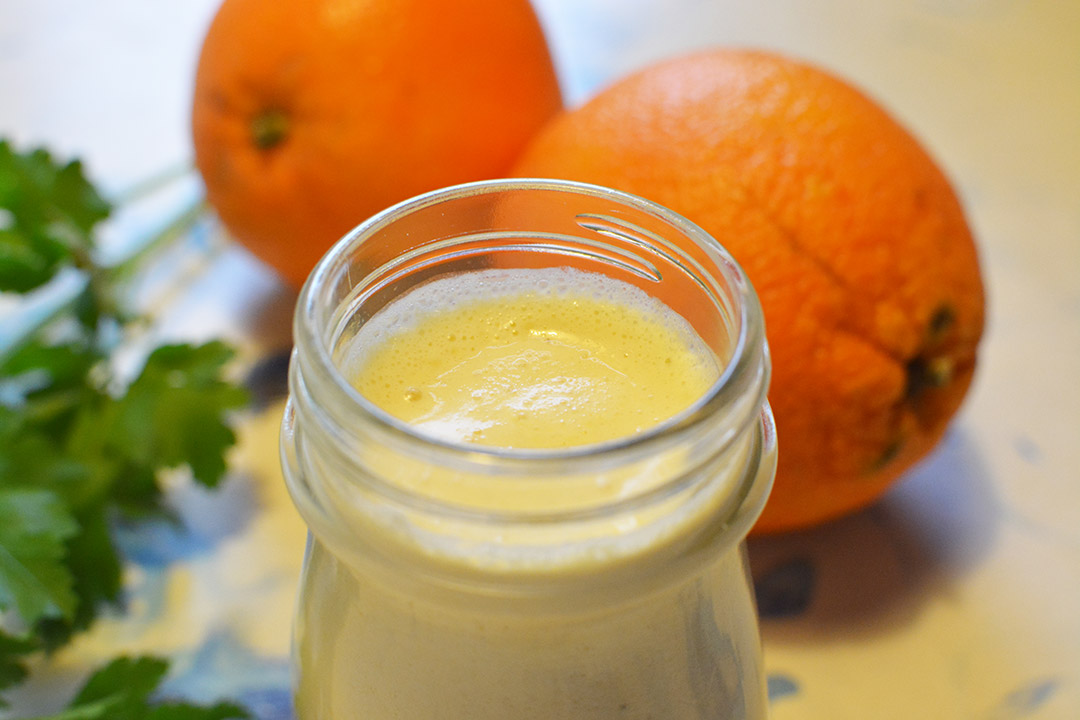 Cremiges Orangen – Senf Salatdressing